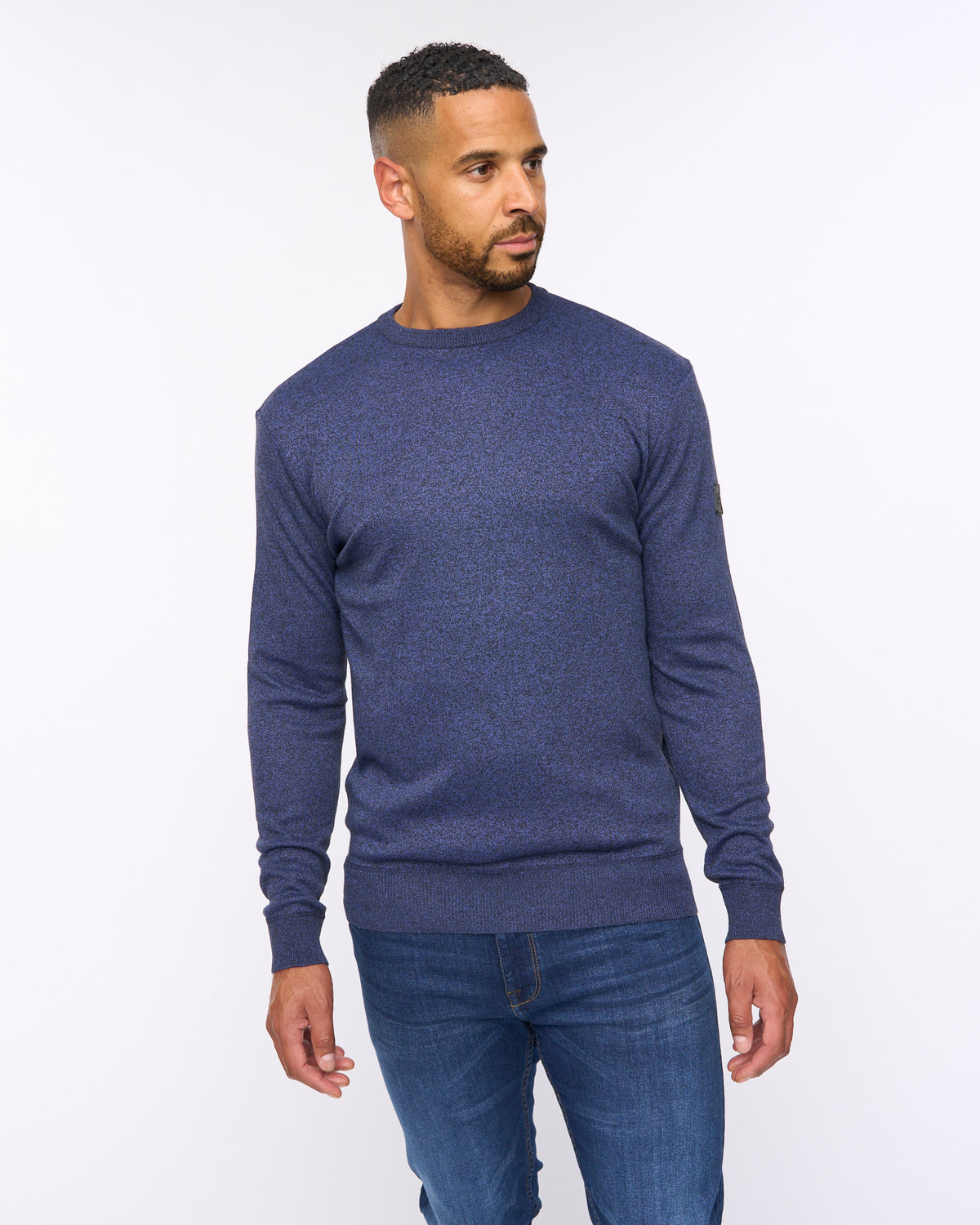 Pepston Crew Neck Jumper Navy Marl