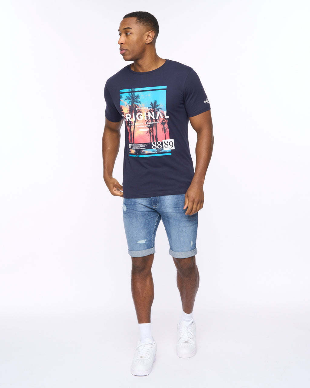 CROSSHATCH  MENS SUMMEVIBE TSHIRT NAVY