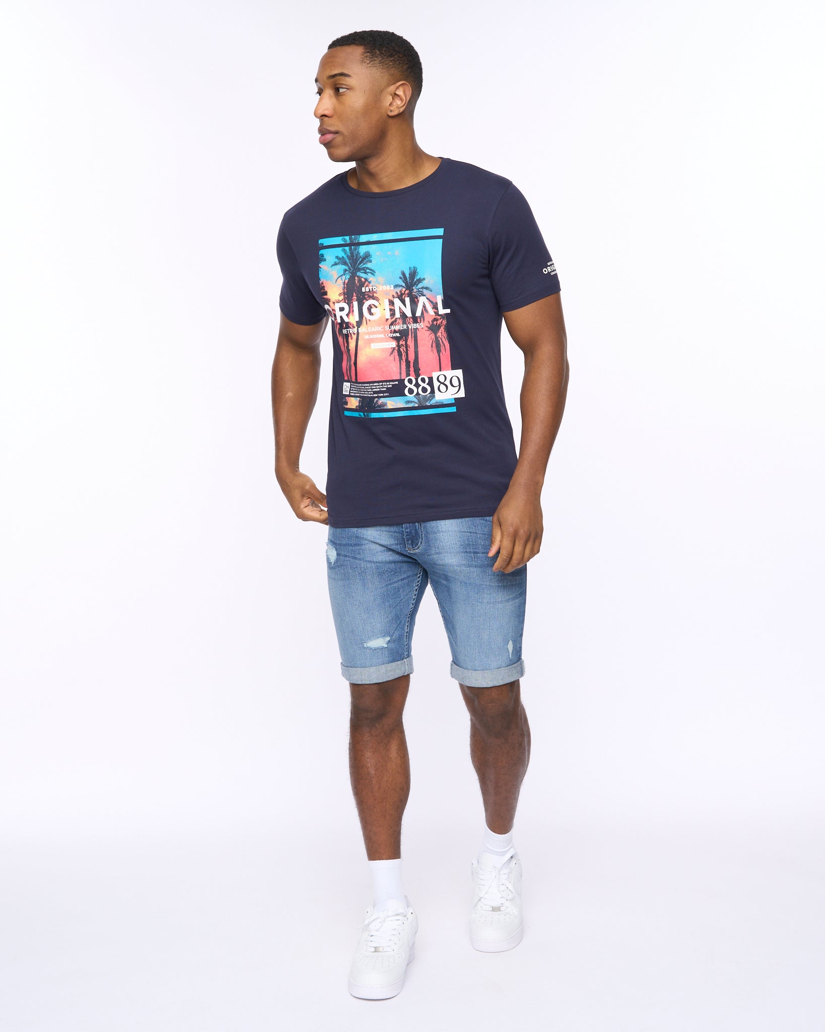 CROSSHATCH  MENS SUMMEVIBE TSHIRT NAVY