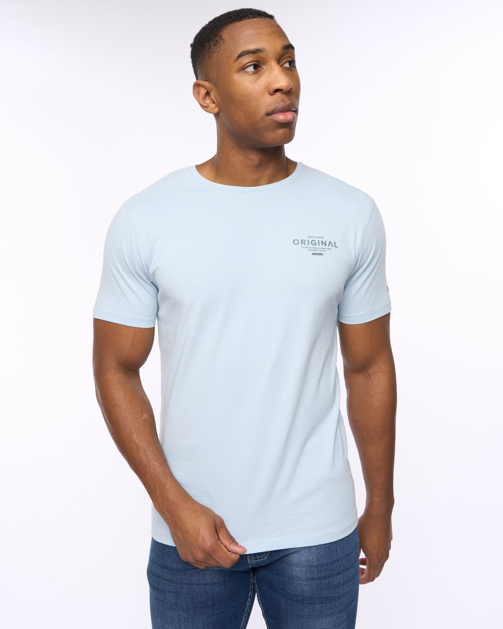 CROSSHATCH  MENS SUMMEVIBE TSHIRT SKY