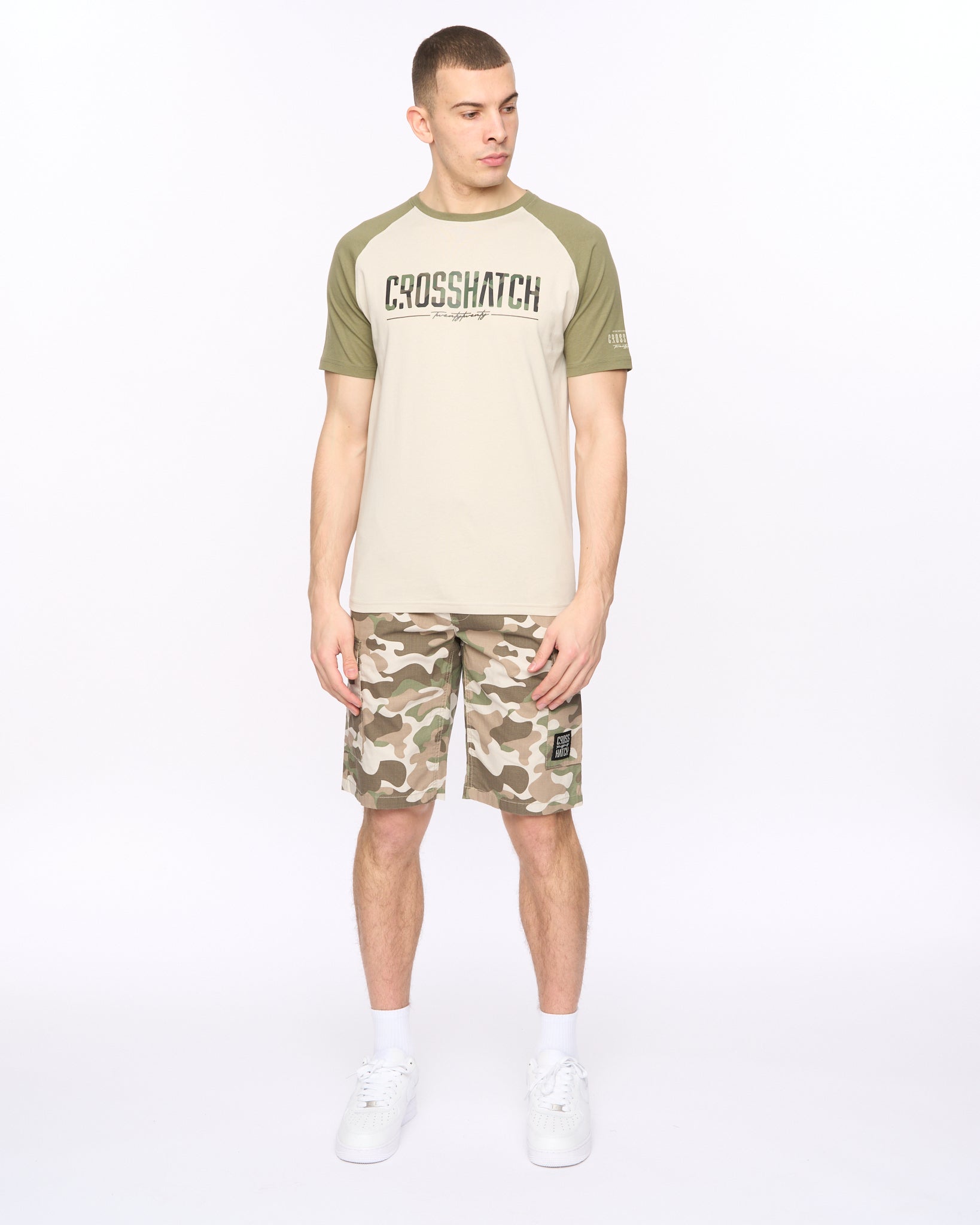 CROSSHATCH CAMTORT TSHIRT LIT STONE OLIVE