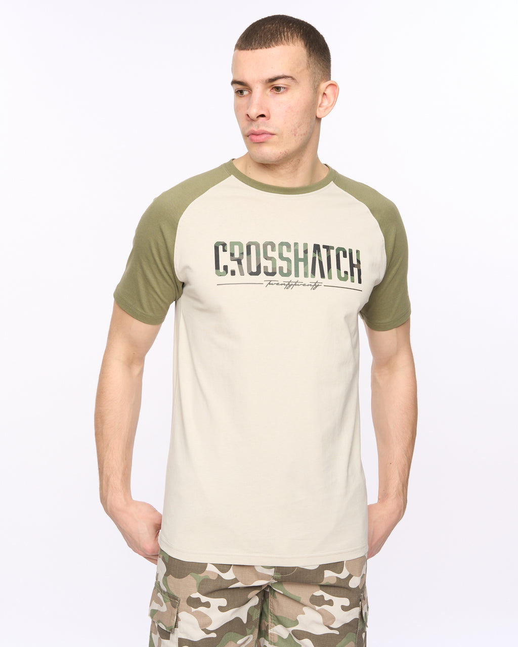 CROSSHATCH CAMTORT TSHIRT LIT STONE OLIVE