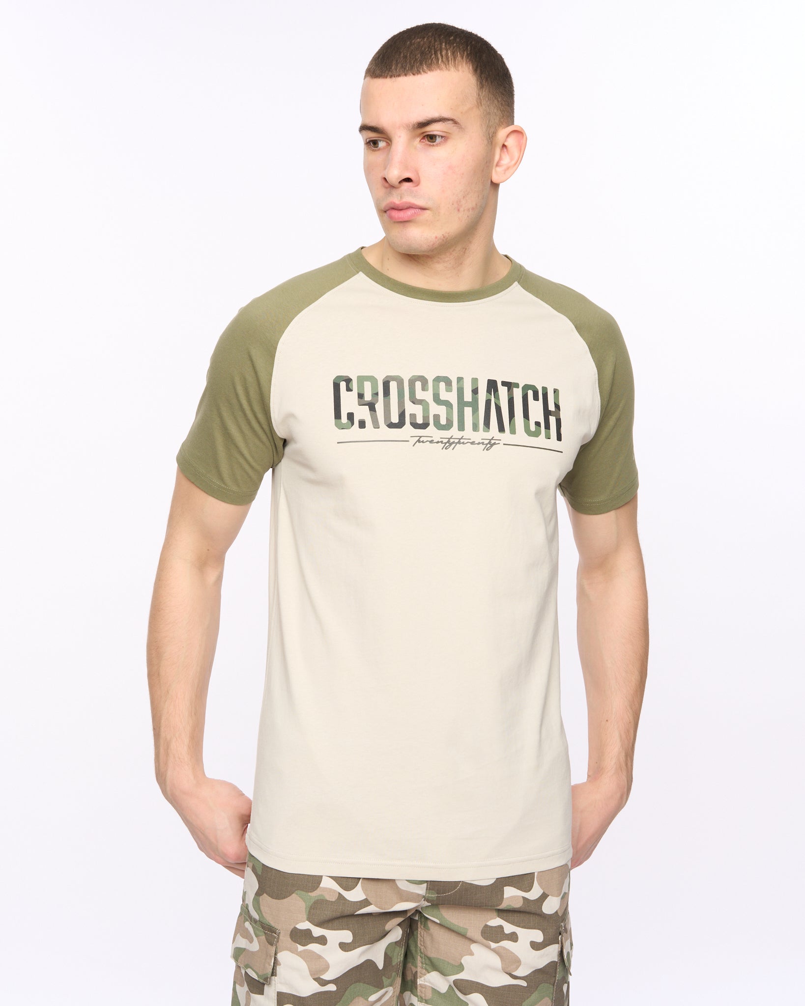 CROSSHATCH CAMTORT TSHIRT LIT STONE OLIVE