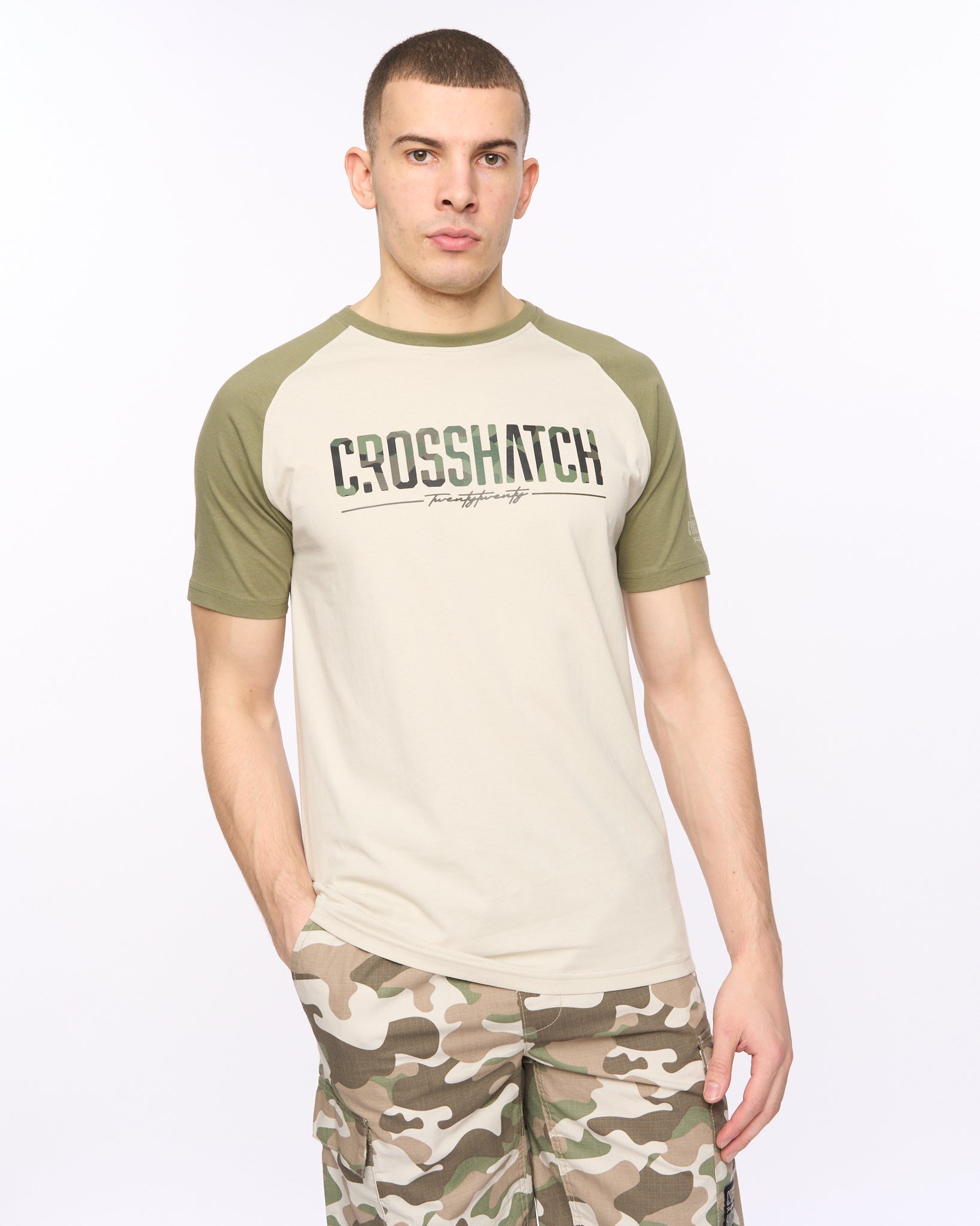 CROSSHATCH CAMTORT TSHIRT LIT STONE OLIVE