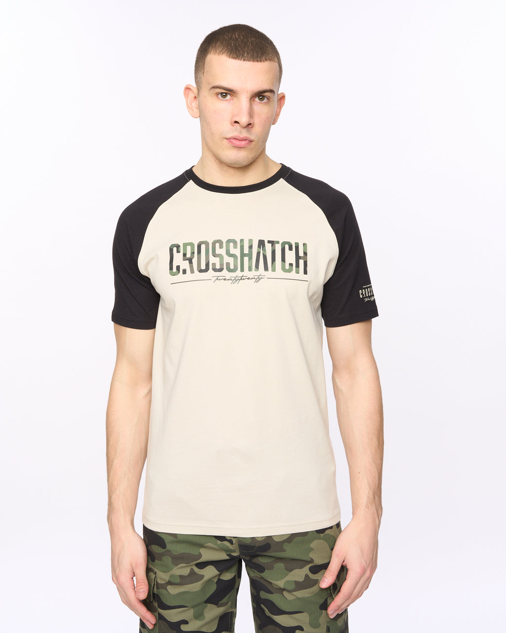 CROSSHATCH  CAMTORT TSHIRT LT STONE BLACK
