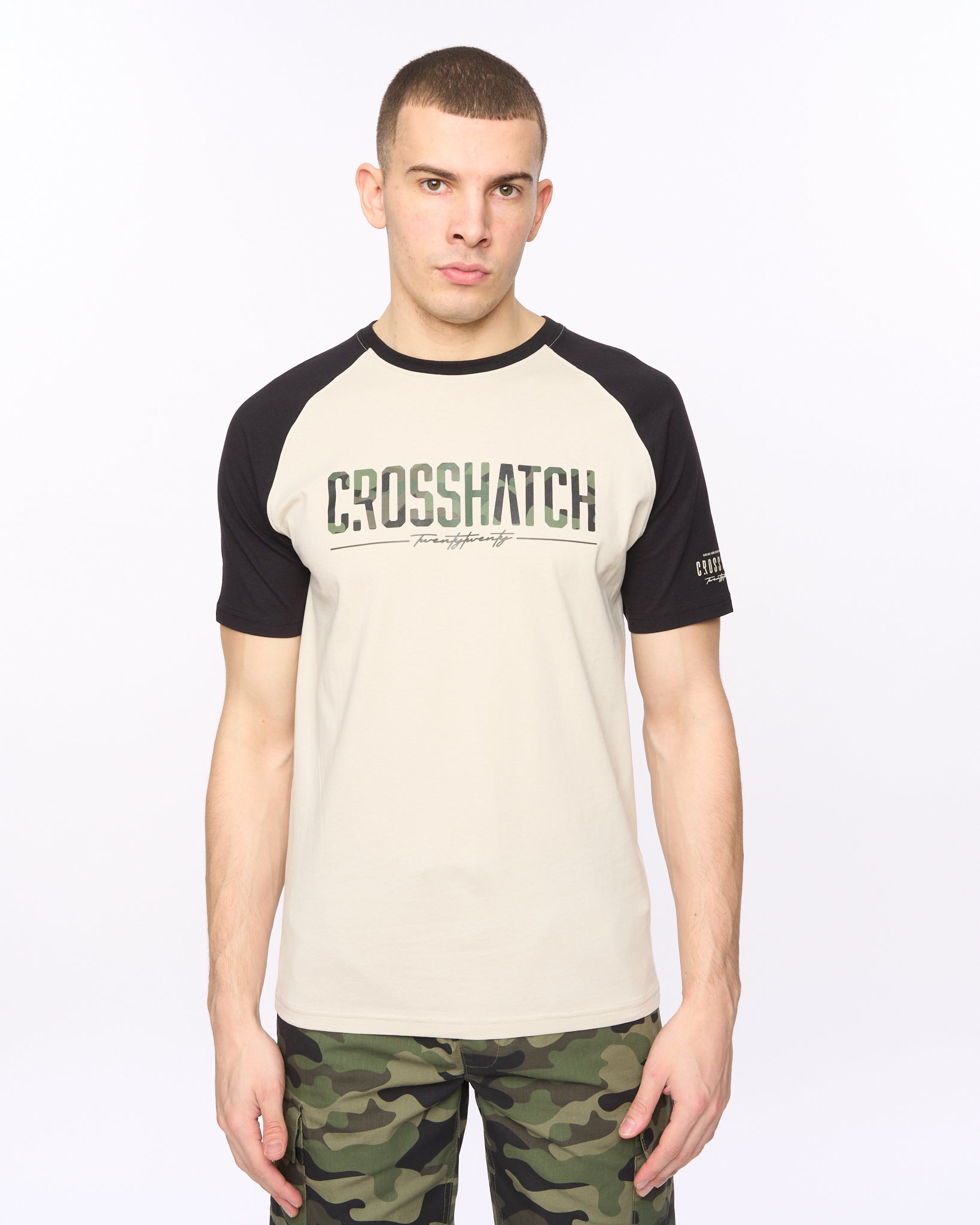 CROSSHATCH  CAMTORT TSHIRT LT STONE BLACK