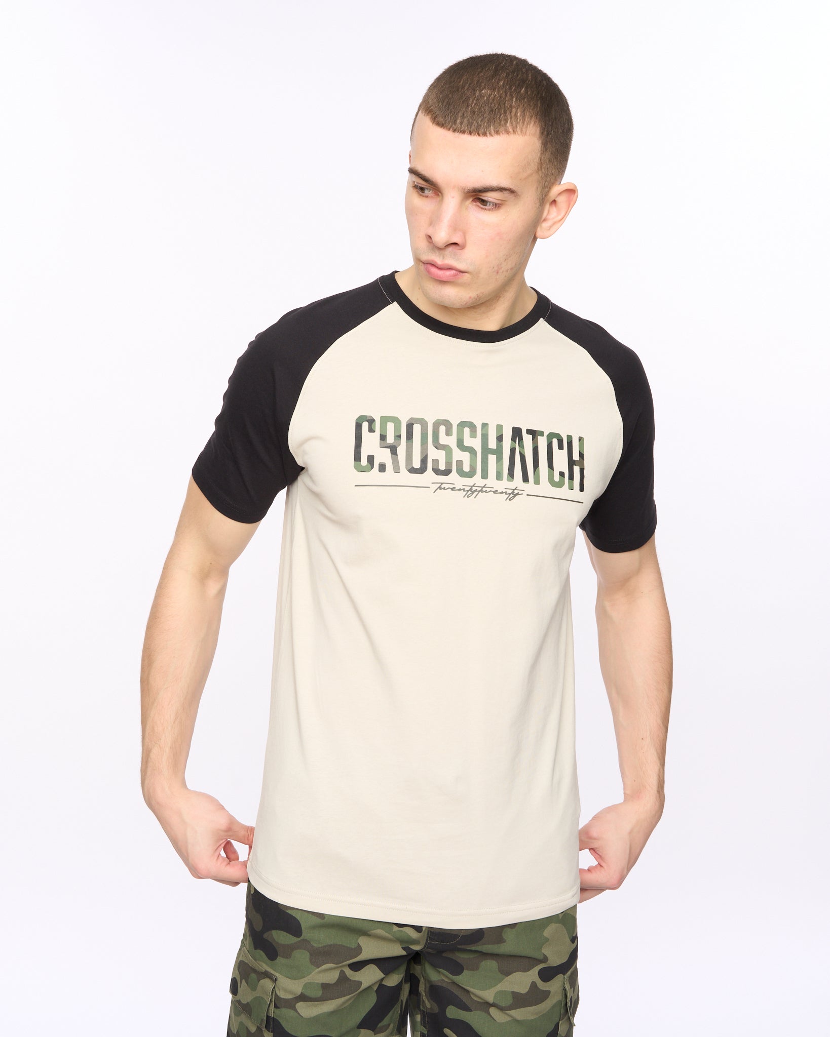 CROSSHATCH  CAMTORT TSHIRT LT STONE BLACK