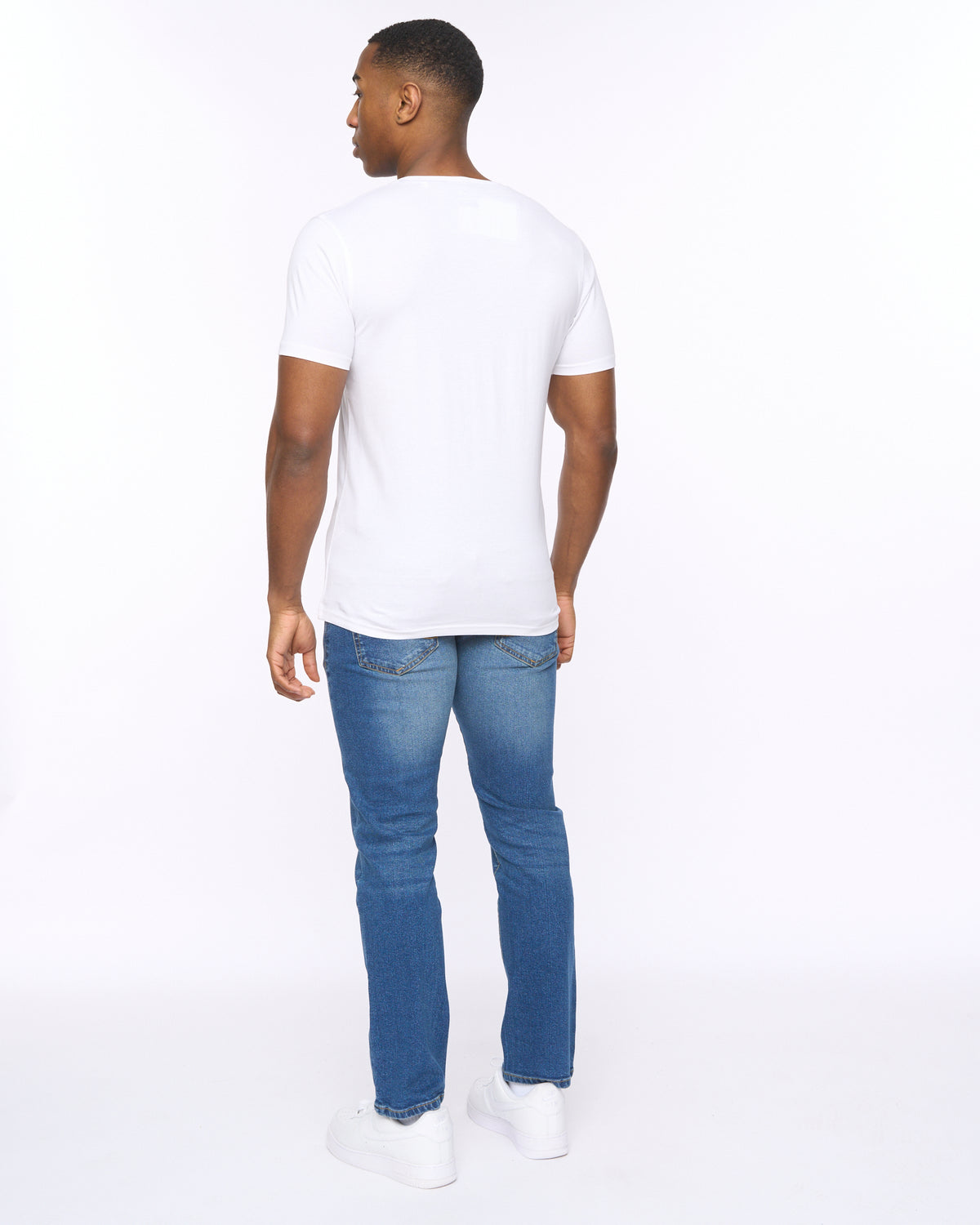 Crosshatch College Print Crew Neck T-Shirt white