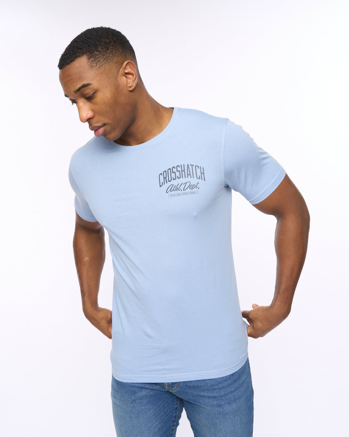 Crosshatch College Print T shirt Sky Blue