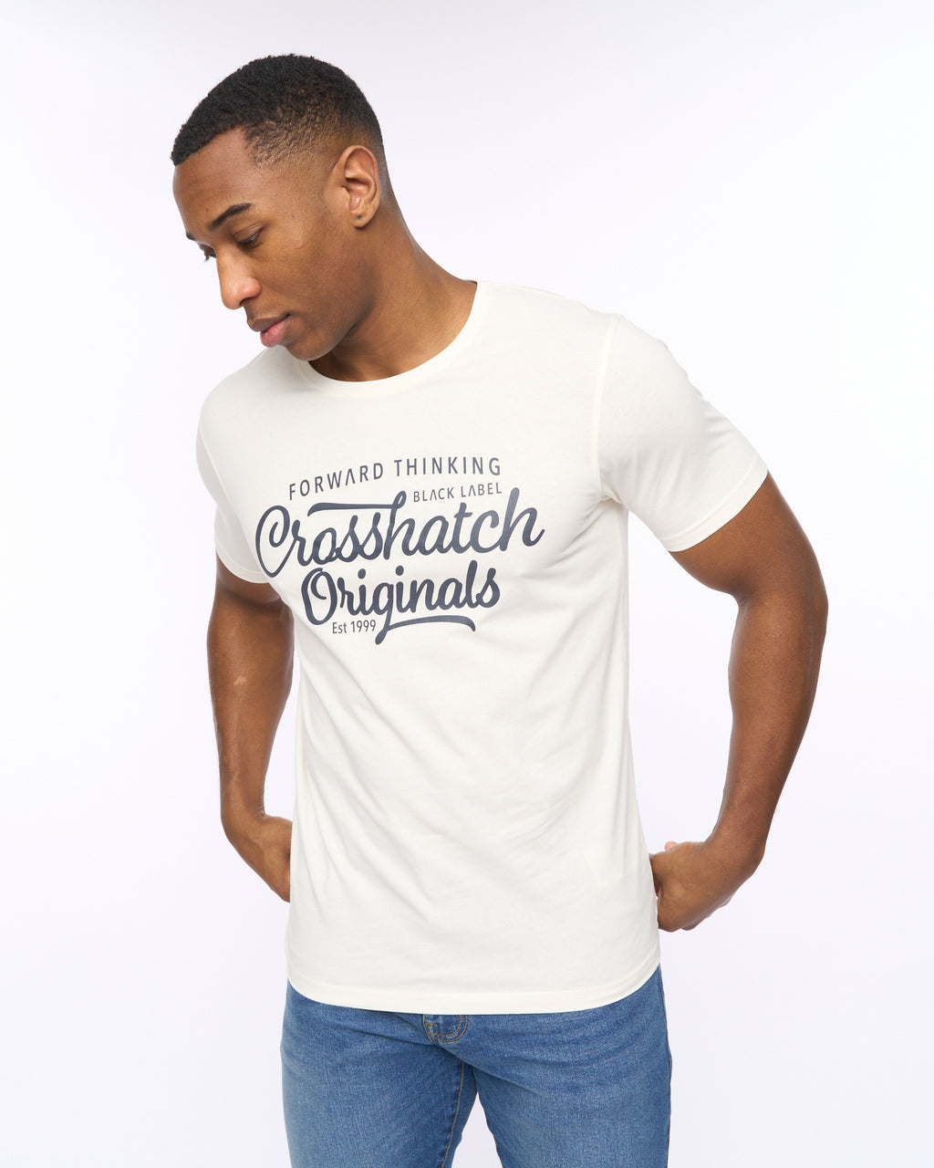 Crosshatch College Print T Shirt Off White