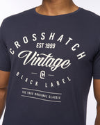 Crosshatch College Print T Shirt Navy