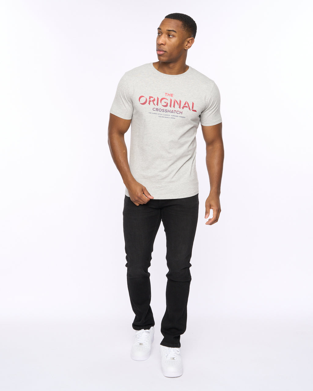 CROSSHATCH  MENS OFFAXIS TSHIRT GREY MARL
