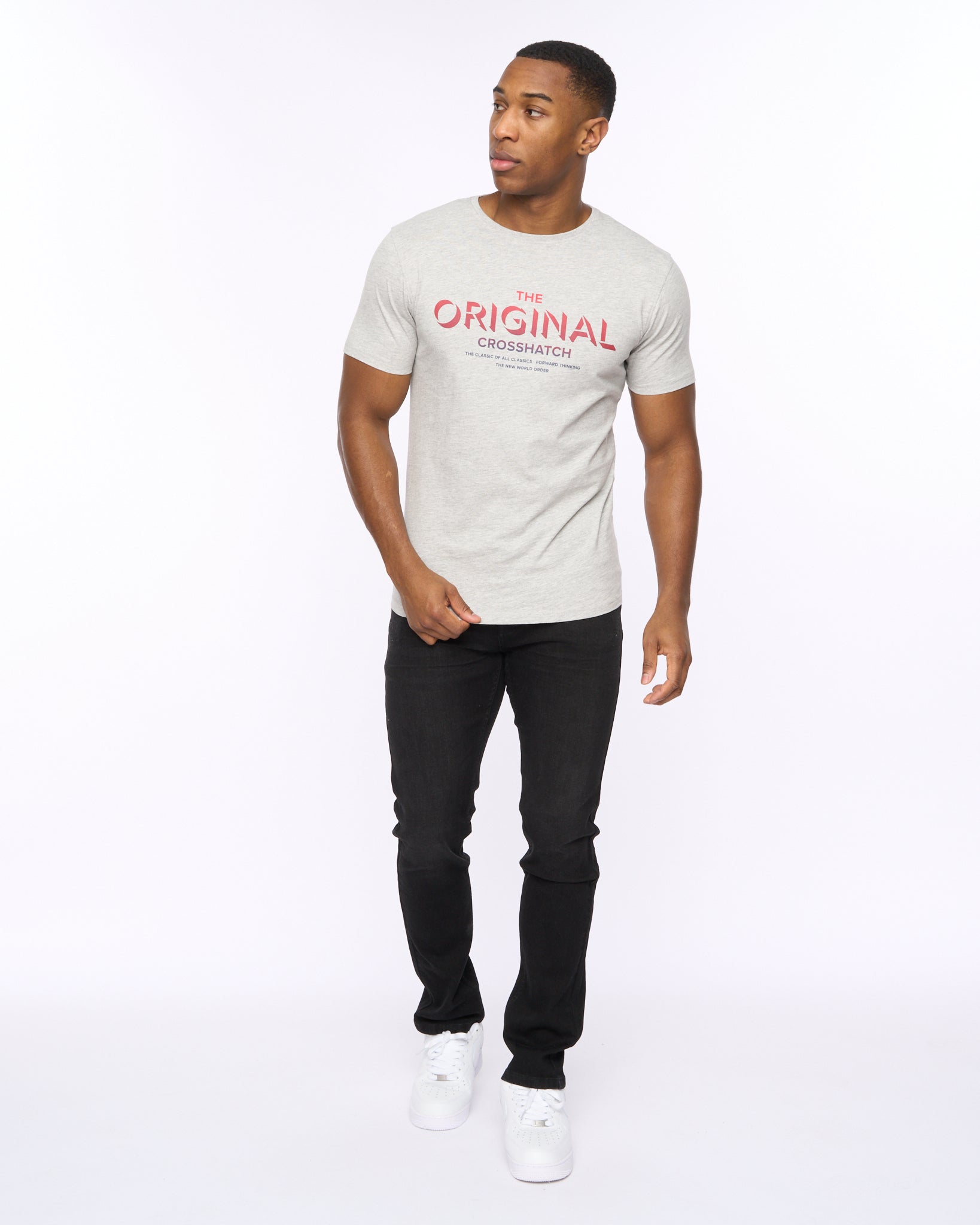 CROSSHATCH  MENS OFFAXIS TSHIRT GREY MARL