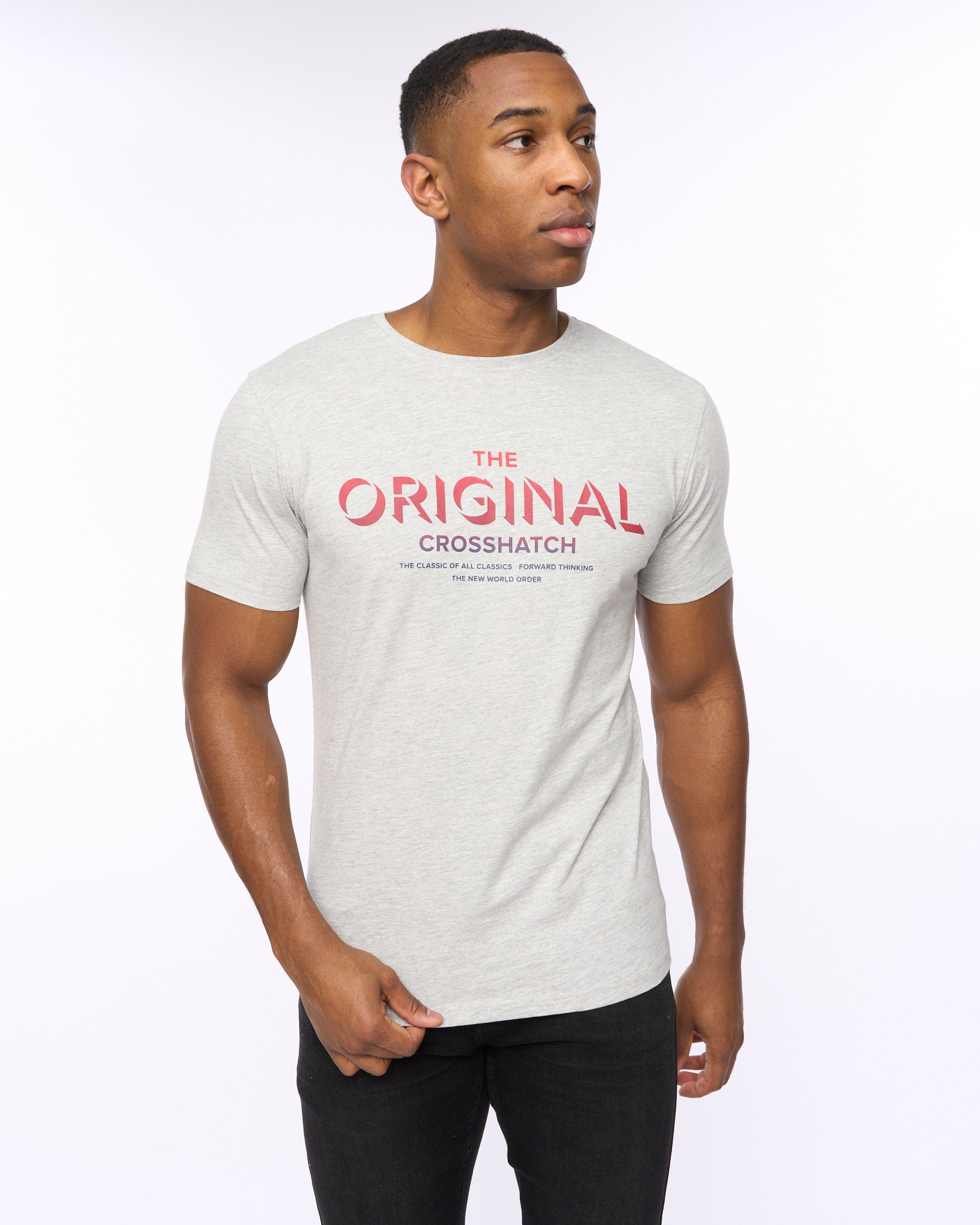 CROSSHATCH  MENS OFFAXIS TSHIRT GREY MARL