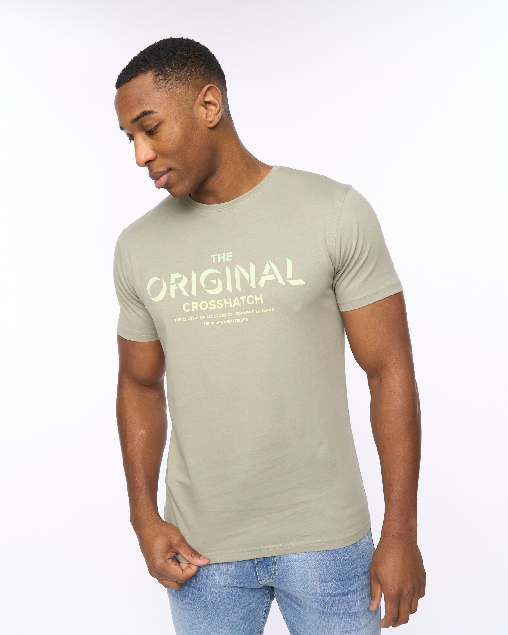 CROSSHATCH  MENS OFFAXIS TSHIRT SAGE