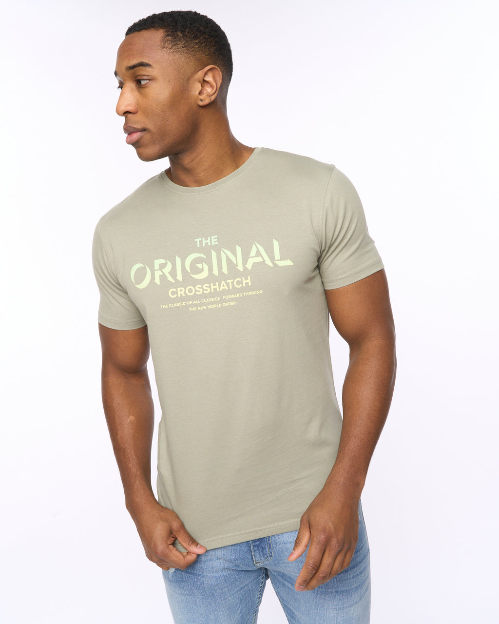 CROSSHATCH  MENS OFFAXIS TSHIRT SAGE