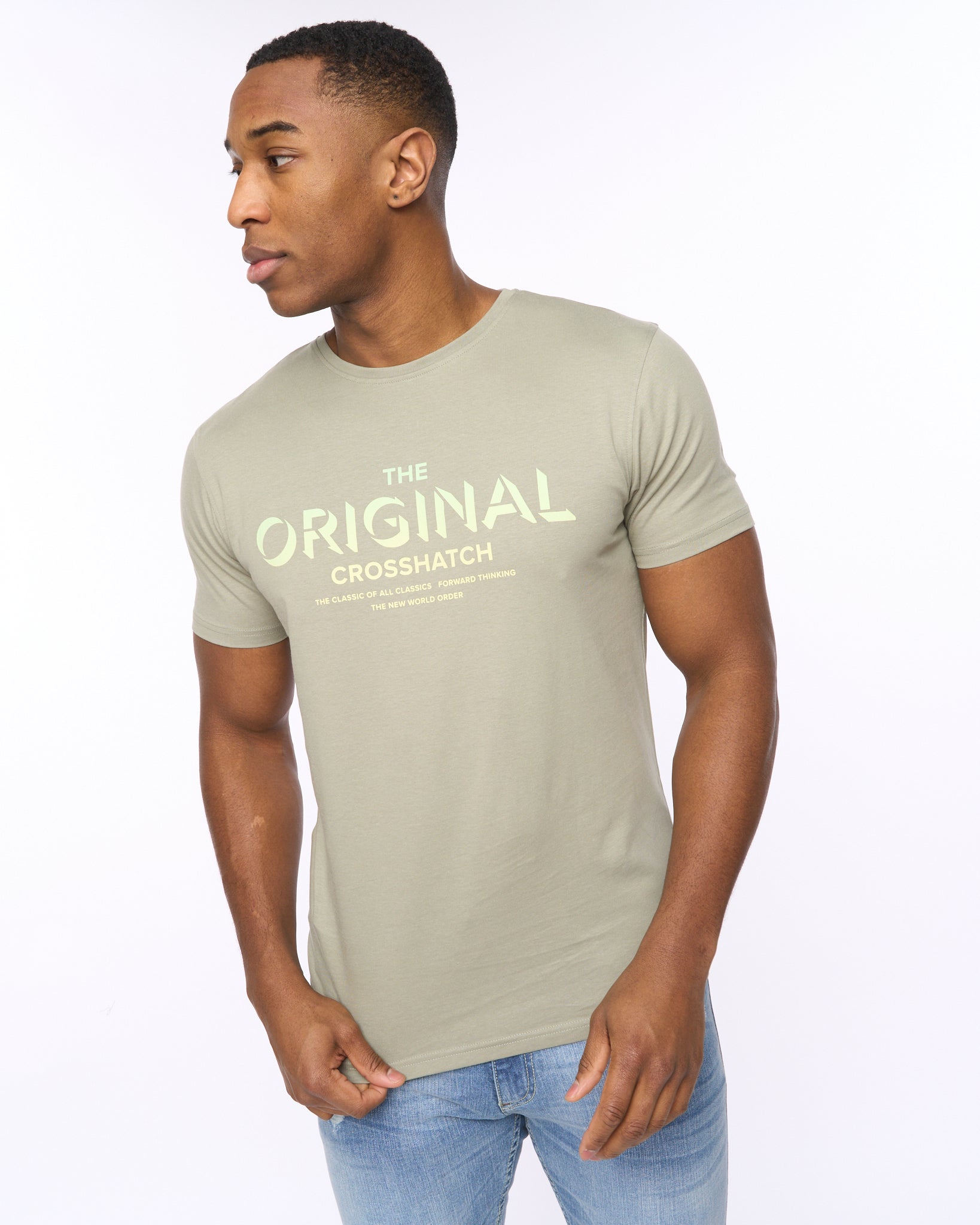 CROSSHATCH  MENS OFFAXIS TSHIRT SAGE