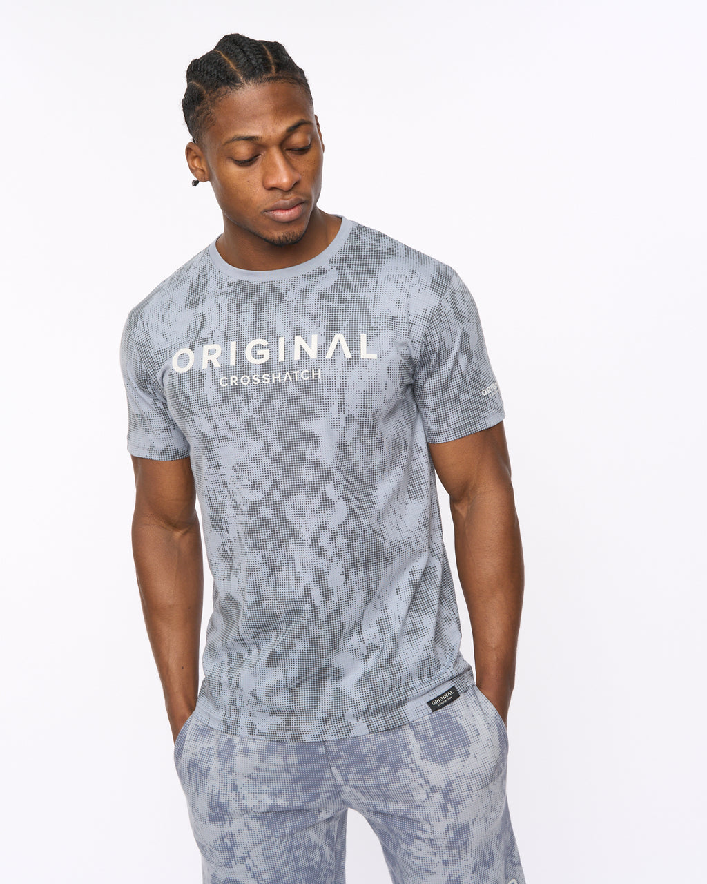 Mens Bardon Camo T-Shirt Steel Blue