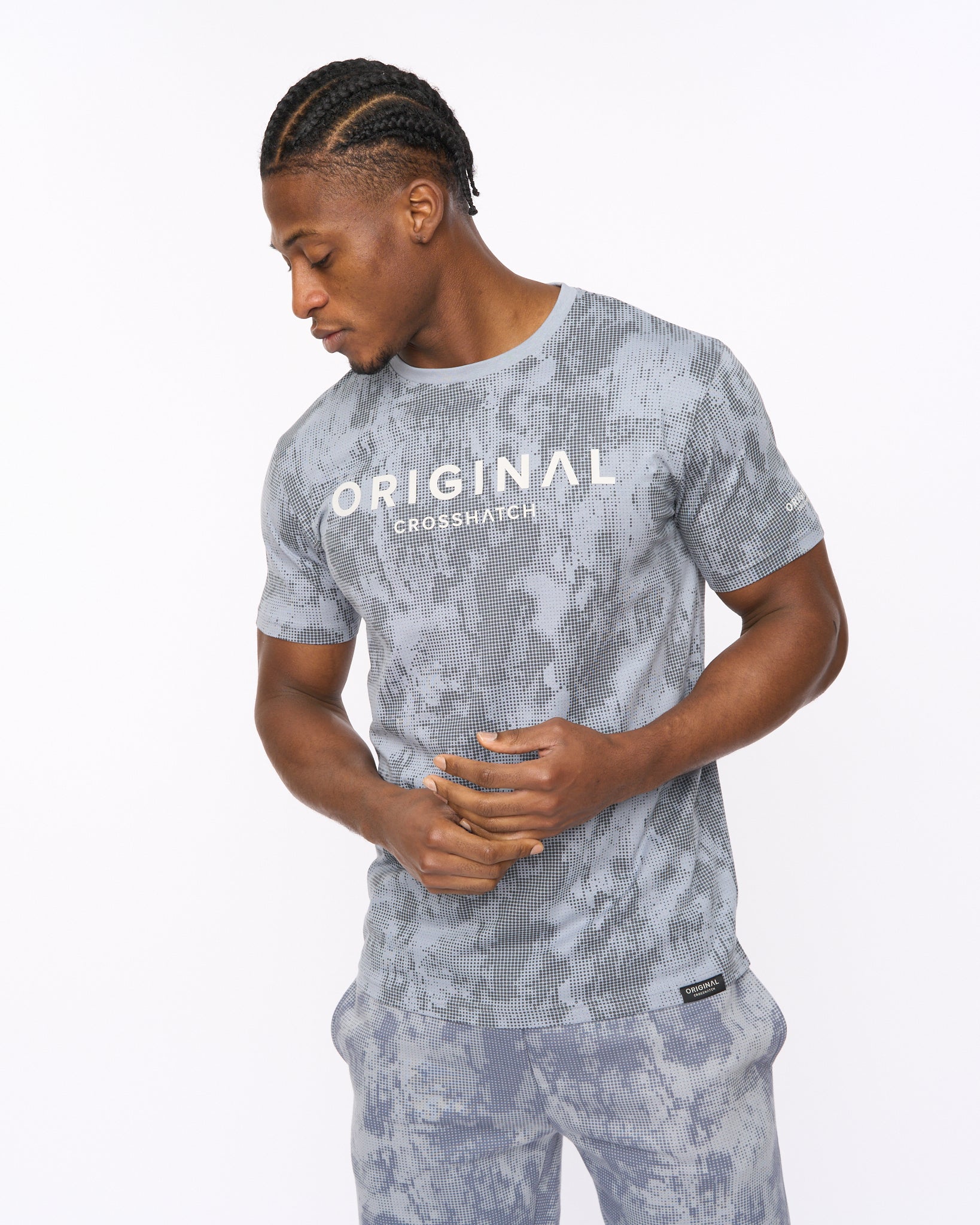 Mens Bardon Camo T-Shirt Steel Blue