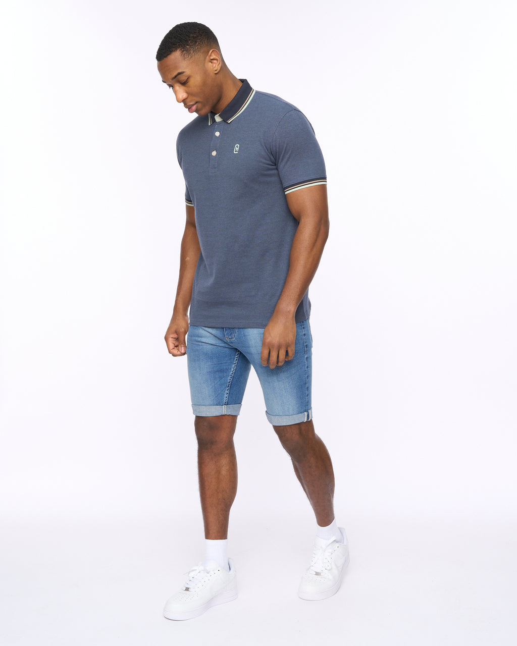 Crosshatch Tonwin Denim Shorts Mid  Wash