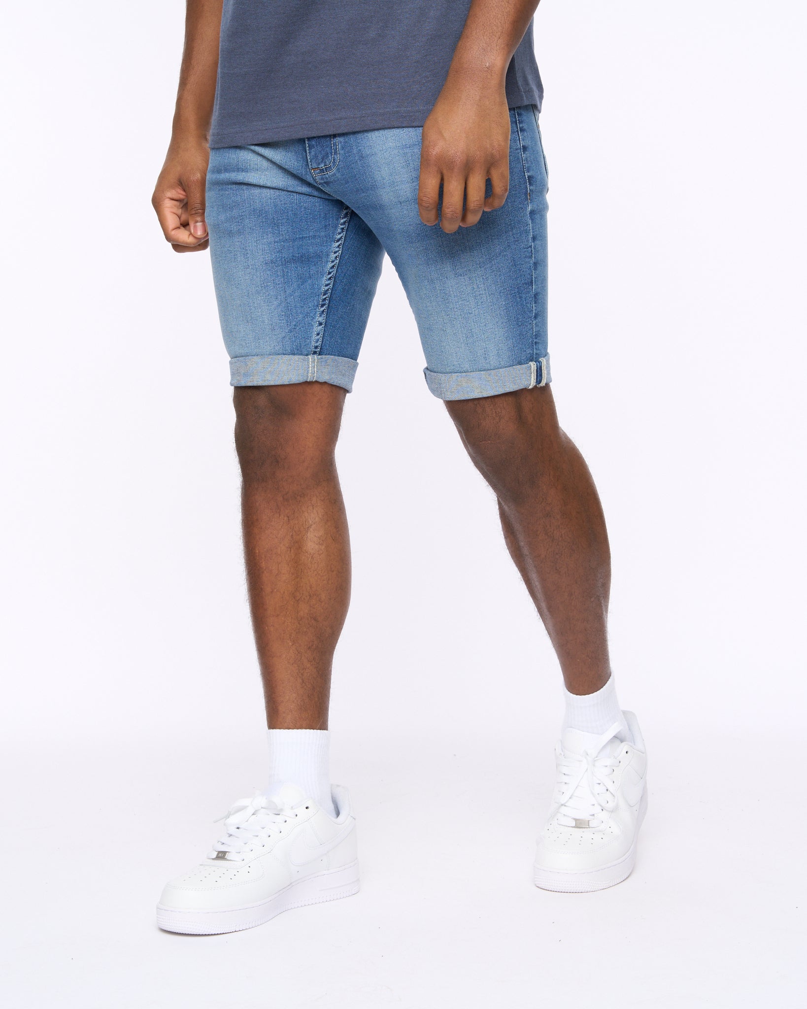 Crosshatch Tonwin Denim Shorts Mid  Wash