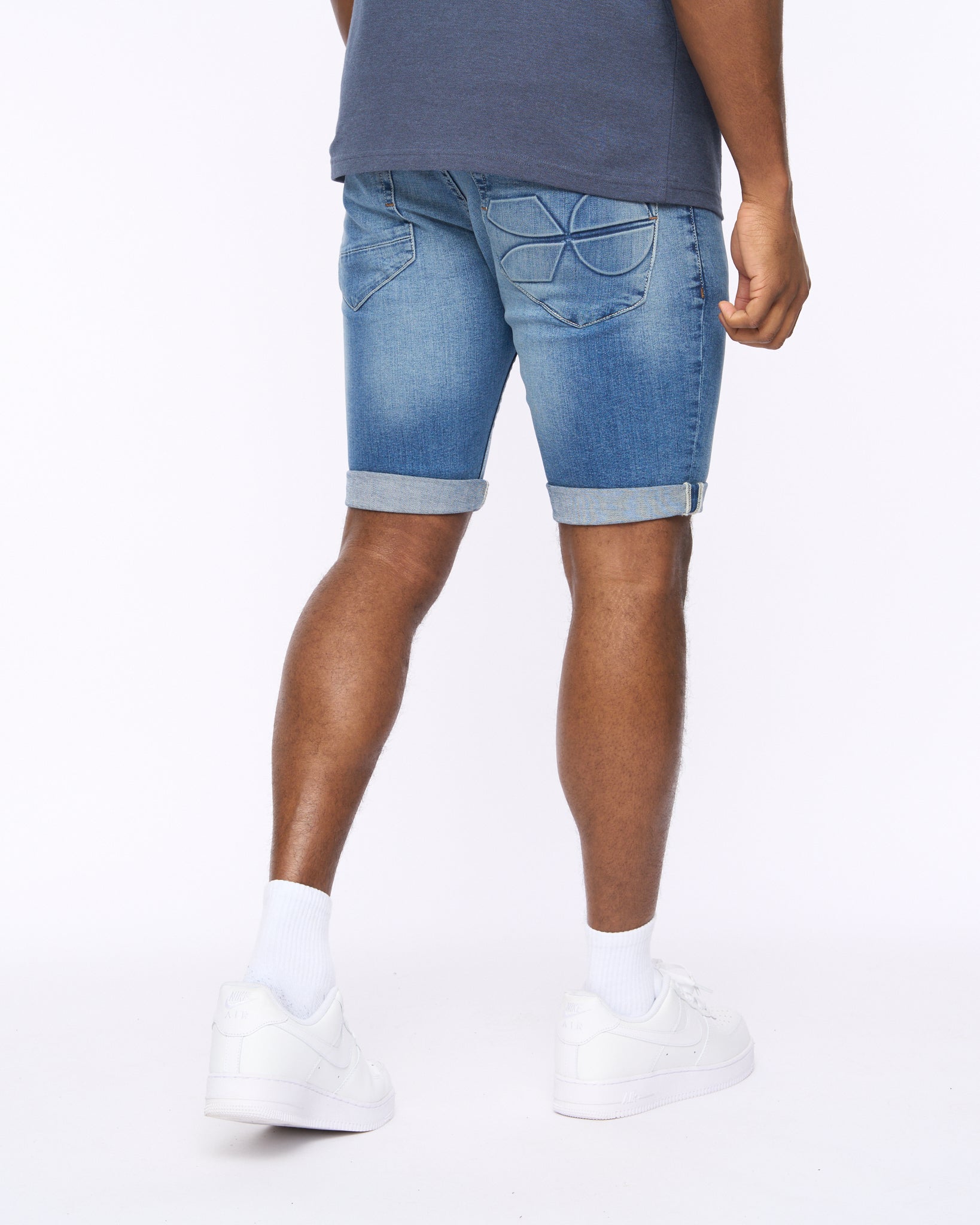 Crosshatch Tonwin Denim Shorts Mid  Wash