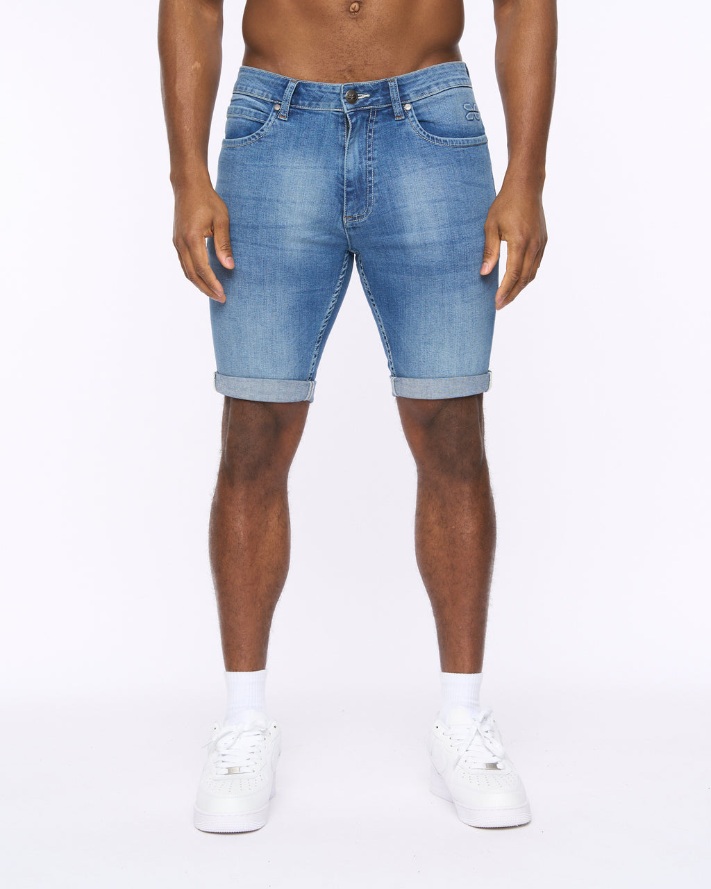 Crosshatch Tonwin Denim Shorts Mid  Wash