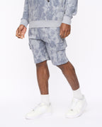 Bardon Camo Cargo Shorts Steel Blue