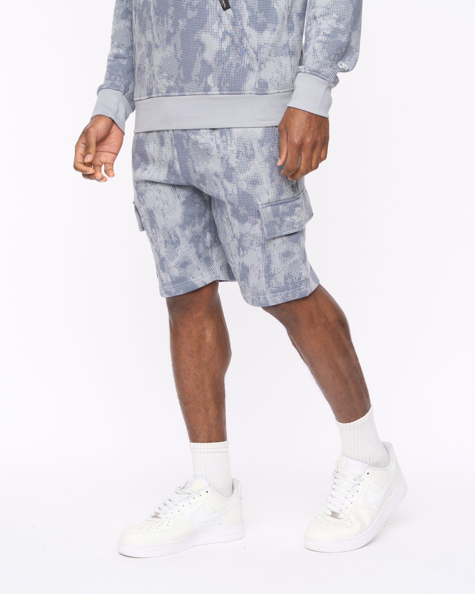 Bardon Camo Cargo Shorts Steel Blue