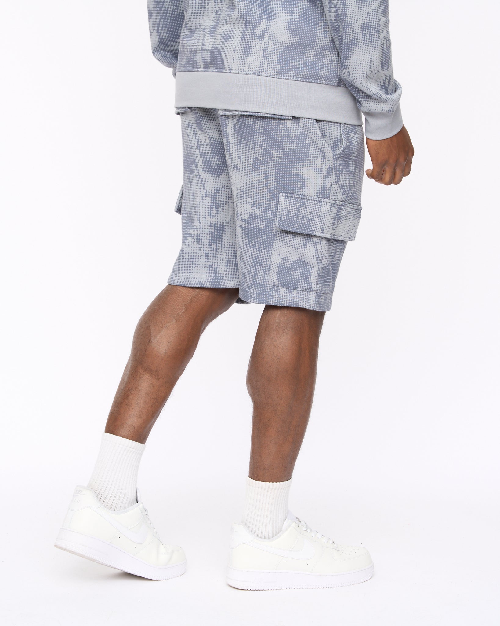 Bardon Camo Cargo Shorts Steel Blue