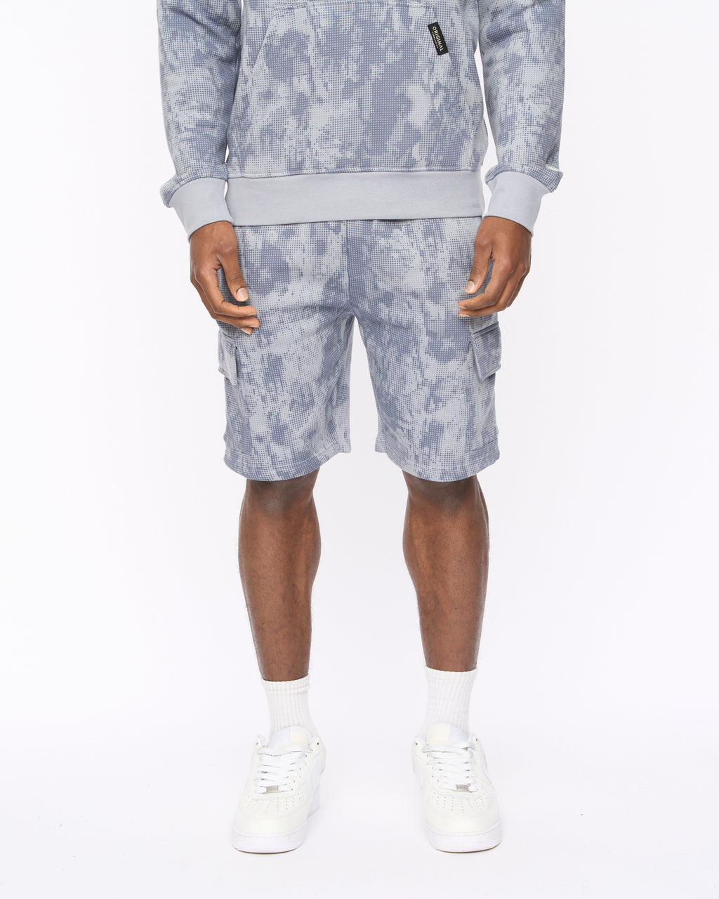 Bardon Camo Cargo Shorts Steel Blue