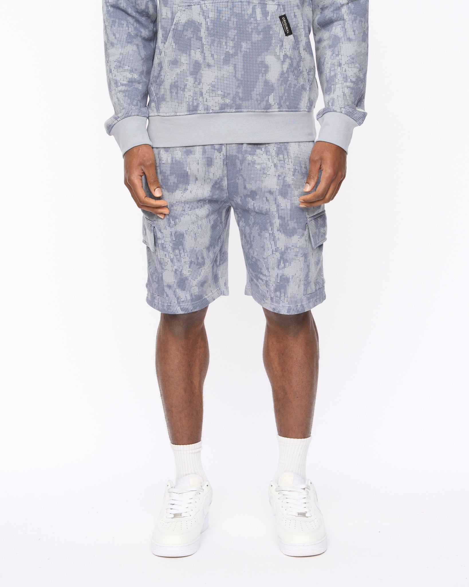 Bardon Camo Cargo Shorts Steel Blue