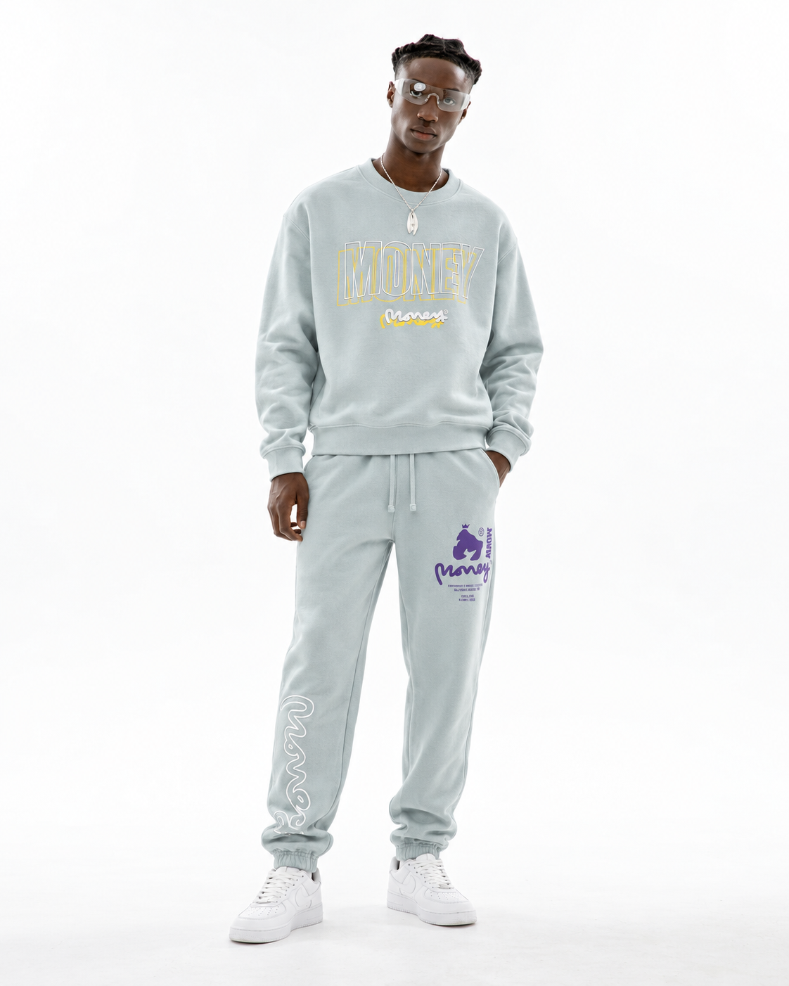 Money Compound Tracksuit  Baby Blue