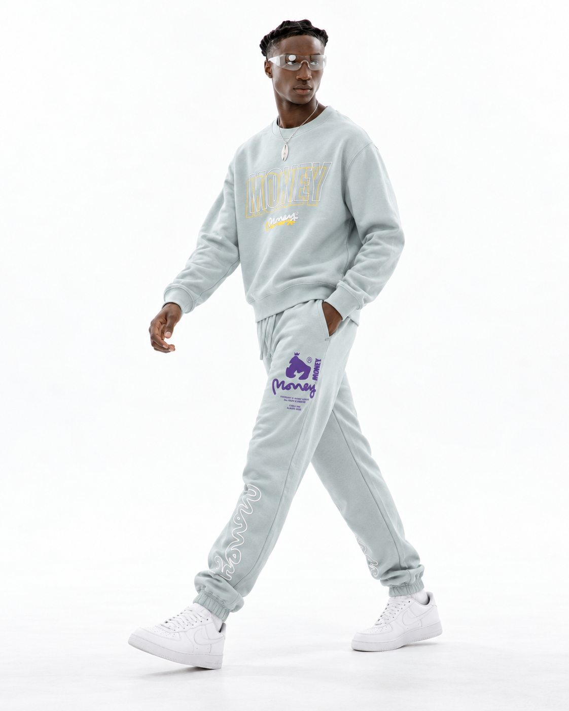Money Compound Tracksuit  Baby Blue