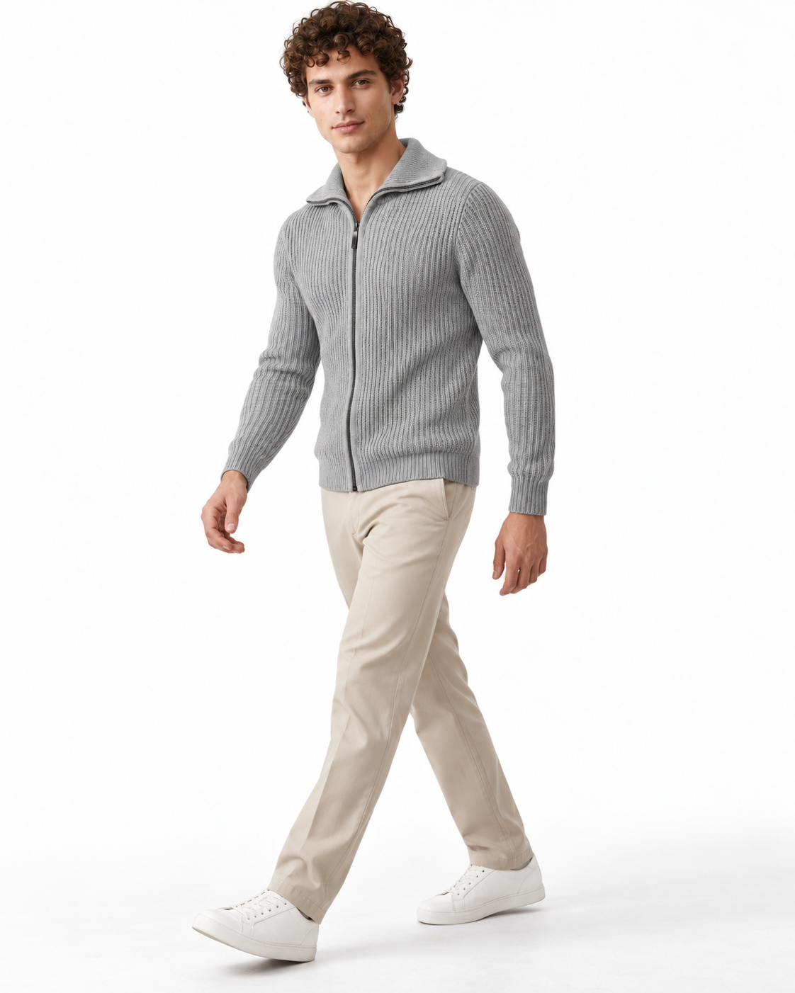 Soulstar Refined Knit Zip Grey