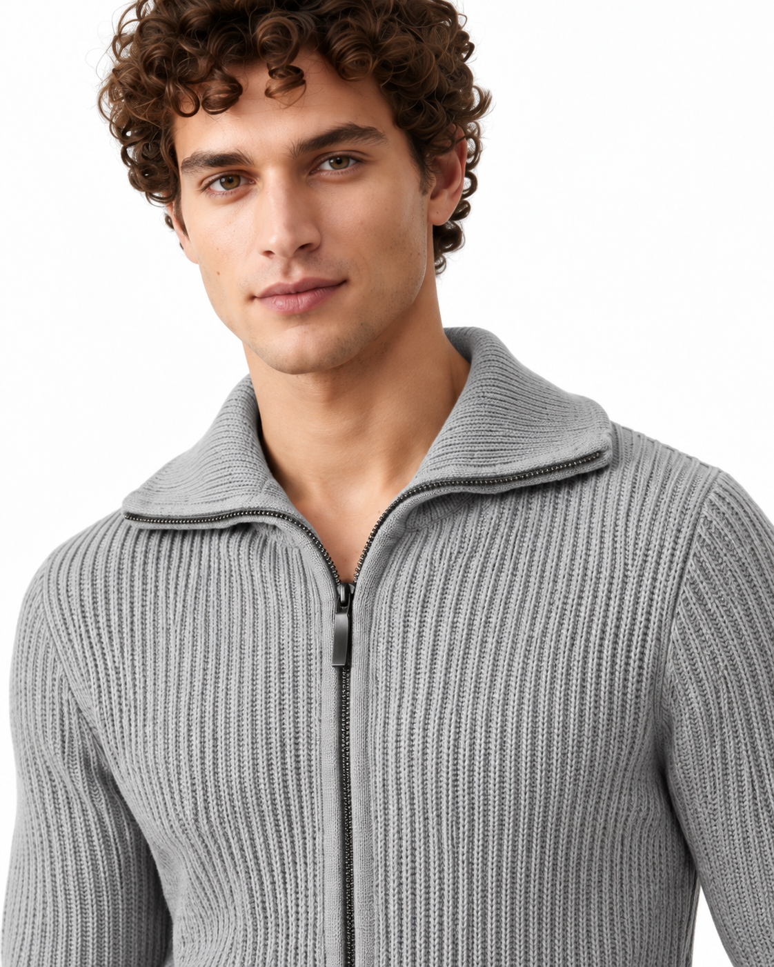 Soulstar Refined Knit Zip Grey