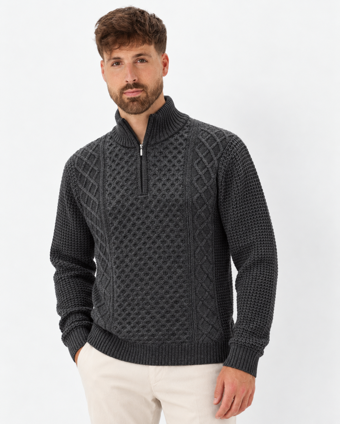 Soulstar half zip Rock Knit Grey