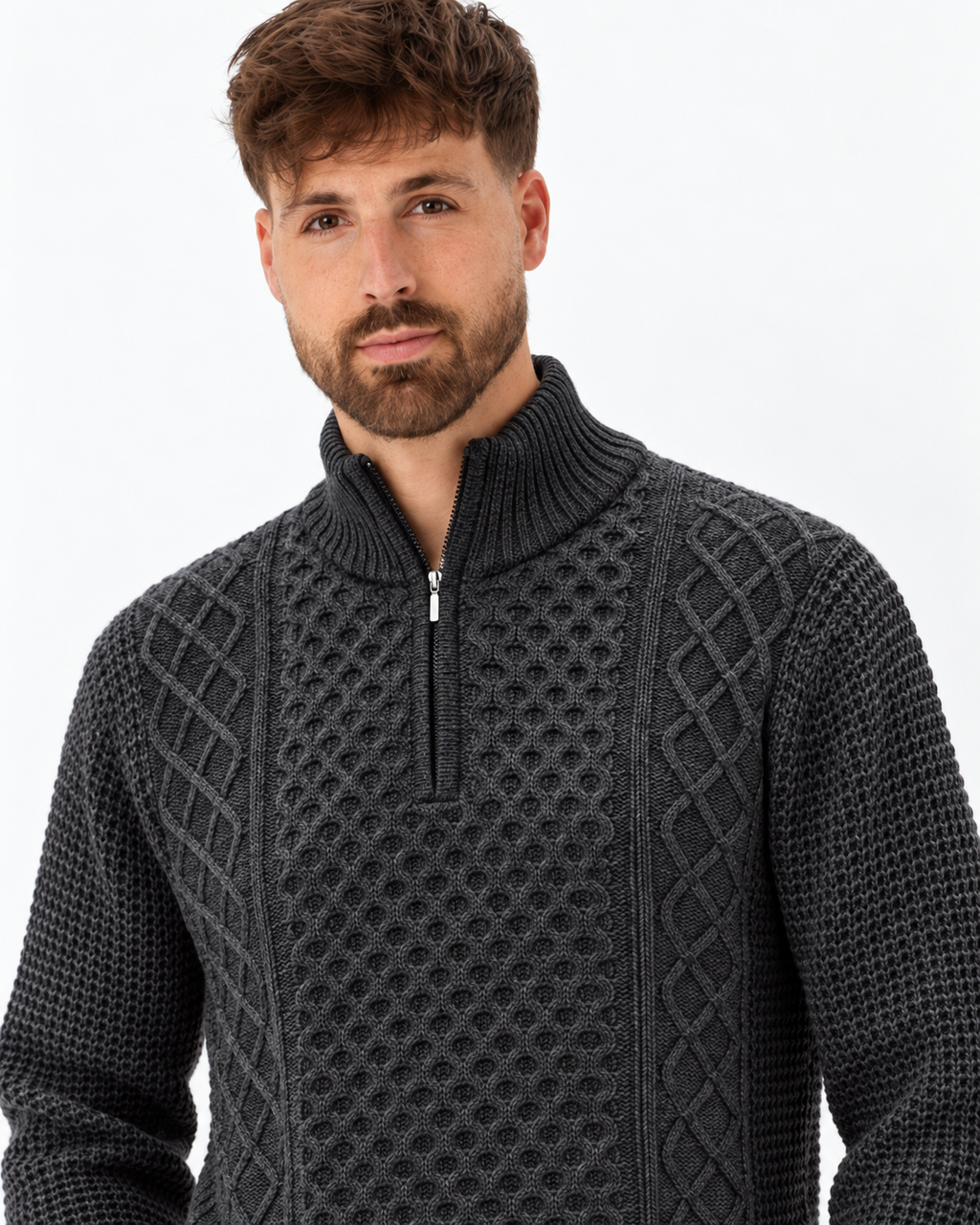Soulstar half zip Rock Knit Grey