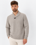 Soulstar  Shawl Collar Loom Jumper  Stone