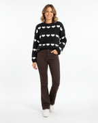 Heart Print Knit Jumper Black