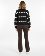 Heart Print Knit Jumper Black