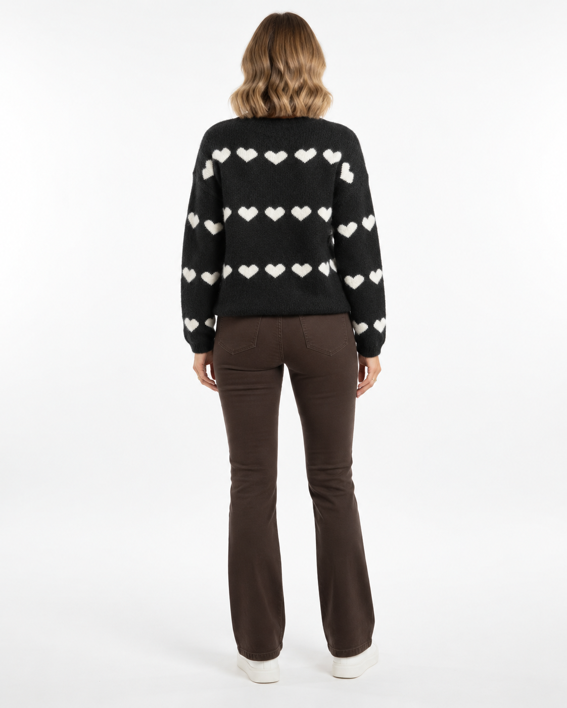 Heart Print Knit Jumper Black
