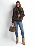 Faux Fur Gilet with Detachable Sleeves – 2-in-1 Jacket coffee  V8082