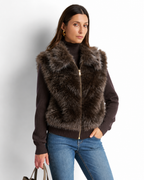 Faux Fur Gilet with Detachable Sleeves – 2-in-1 Jacket coffee  V8082
