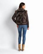 Faux Fur Gilet with Detachable Sleeves – 2-in-1 Jacket coffee  V8082