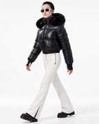 Faux Fur Hood  Short Puffer Jacket  Black