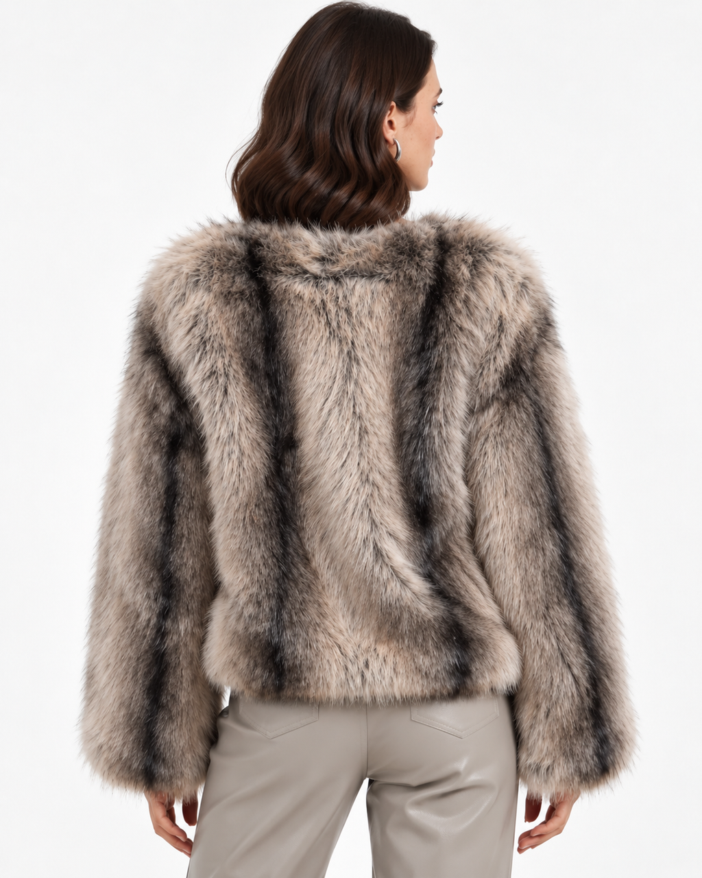 Luxury Faux Fur Jacket Brown    BY3013