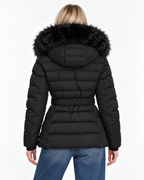 Padded Puffer Jacket with Black Faux Fur Hood Black  FC7601