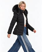 Padded Puffer Jacket with Black Faux Fur Hood Black  FC7601