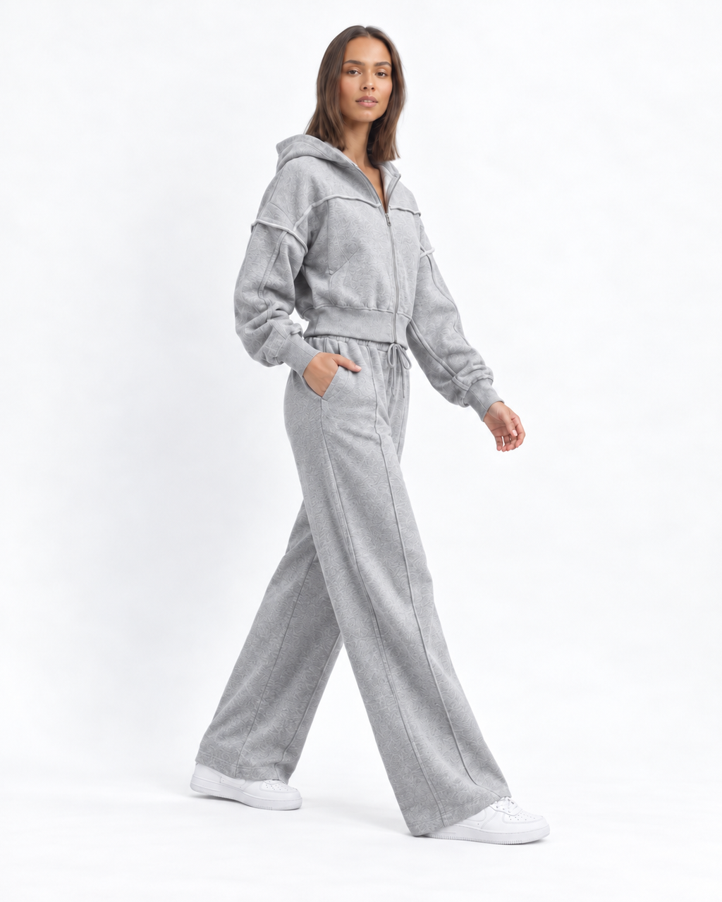 Zip-Up Hoodie & Wide-Leg Jogger Set BS056